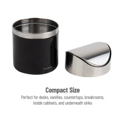 Metal Countertop Trash Can with Swivel Lid, 0.40 Gallon, Black, 2/Set (2GARBASK-BLK)<Mind Reader Sale