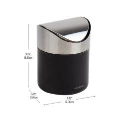 Metal Countertop Trash Can with Swivel Lid, 0.40 Gallon, Black, 2/Set (2GARBASK-BLK)<Mind Reader Sale