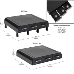 Sale Mind Reader Monitor Stand and Desktop Organizer with 3 Storage Drawers, Black, 2/Pack (2MONSTA3D-BLK)