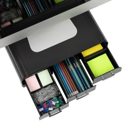 Sale Mind Reader Monitor Stand and Desktop Organizer with 3 Storage Drawers, Black, 2/Pack (2MONSTA3D-BLK)