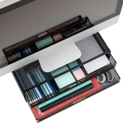 Clearance Mind Reader Monitor Stand Laptop Riser with Storage Drawer, Black (2TDMESHY-BLK)