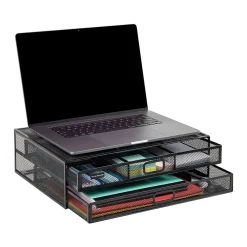 Clearance Mind Reader Monitor Stand Laptop Riser with Storage Drawer, Black (2TDMESHY-BLK)