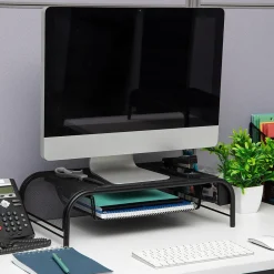 Sale Mind Reader Monitor Stand with Paper Tray, Metal, (MESHMONSTA-BLK) Black