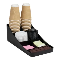 Mind Reader Plastic 7 Compartment Coffee Cup and Condiment Organizer, Black (COMP7-BLK)