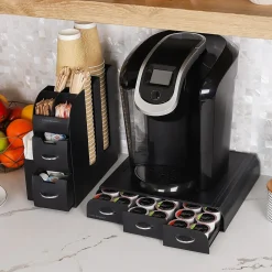 Mind Reader Plastic Coffee Pod Drawer 14 Compartment Condiment Organizer Set, 36 Pod Capacity, Black (CMB02-BLK)