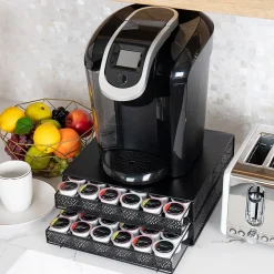 Mind Reader Plastic Coffee Pod Organizer with 2 Drawers, 72 Pod Capacity, Black (DBMTRAY-BLK)