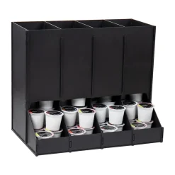 Mind Reader Plastic 4-Compartment Single Serve Coffee Pod Dispenser, 120 Pod Capacity, Black (CPODBK-BLK)