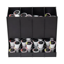 Mind Reader Plastic 4-Compartment Single Serve Coffee Pod Dispenser, 120 Pod Capacity, Black (CPODBK-BLK)