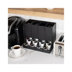 Mind Reader Plastic 4-Compartment Single Serve Coffee Pod Dispenser, 120 Pod Capacity, Black (CPODBK-BLK)