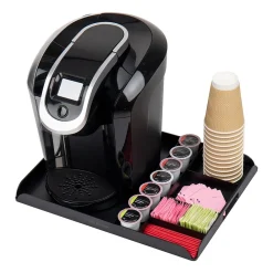 Mind Reader Plastic 7-Compartment Countertop Coffee Organizer Tray, Black (KEUTRAY-BLK)