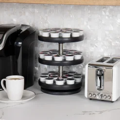 Mind Reader Plastic 3-Tier Single Serve Pod Carousel, 45 Pod Capacity, Black (PODSUS45-BLK)