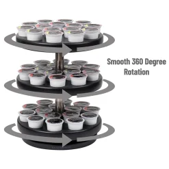 Mind Reader Plastic 3-Tier Single Serve Pod Carousel, 45 Pod Capacity, Black (PODSUS45-BLK)