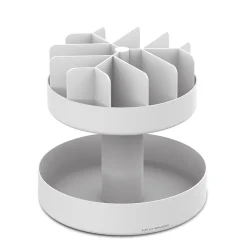 Mind Reader 2-Tier Plastic Lazy Susan Coffee Countertop Organizer, White (SNACKCAR-WHT)