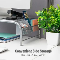 Sale Mind Reader Ventilated Monitor Stand with Side Storage, (MESHM-SIL) Silver