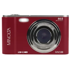 MINOLTA 44 MP Digital 2.7K Quad HD Camera, 16x Digital Zoom, Red (MND20-R)