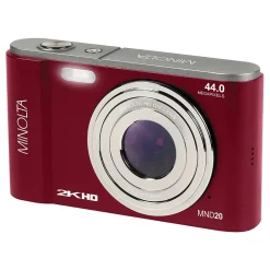 MINOLTA 44 MP Digital 2.7K Quad HD Camera, 16x Digital Zoom, Red (MND20-R)