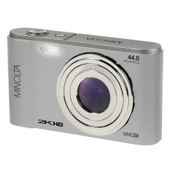 MINOLTA 44 MP Digital 2.7K Quad HD Camera, 16x Digital Zoom, Silver (MND20-S)
