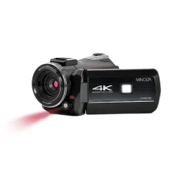 MINOLTA 4K Ultra HD IR Night Vision Video Camcorder with 16x Digital Zoom, Black (MN4K40NV)