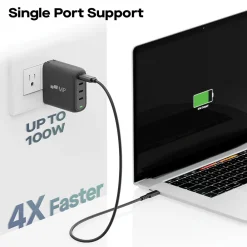 USB-C and USB-A Wall Charger, 100-Watt, Black (117-1001P01)<Mobile Pixels Inc.