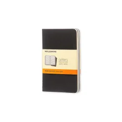 Journals|Moleskine Cahier Pocket Journal, 3.5" x 5.5", Narrow Ruled, Black, 64 Pages, 3/Pack (704895)