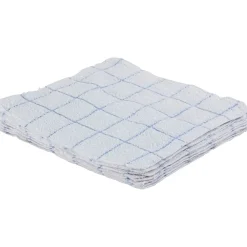 Terry Dish Cloths, 12" x 12", White and Blue, 12 Cloths/Pack (DISH-BLUE)<Monarch Brands Outlet