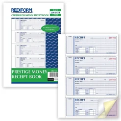 Accounting & Record Journals*Rediform Money Receipt Forms, Carbonless, 3 Part, Hard Cover, 2-3/4" x 7", 200 Sets/Book (RED8L818)
