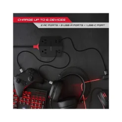 Monster 2-Outlet 4-USB Port Power Strip, 6', Black (2MNAC0327B0L2)