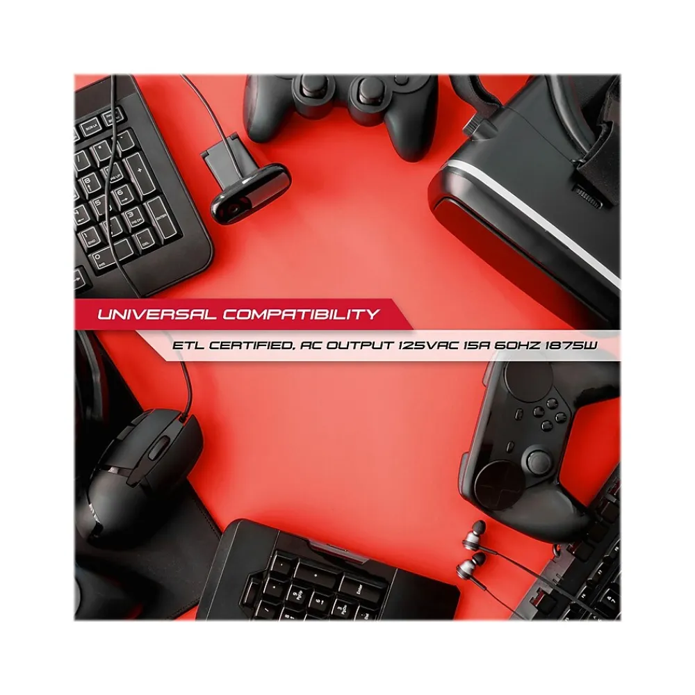 Monster 2-Outlet 4-USB Port Power Strip, 6', Black (2MNAC0327B0L2)