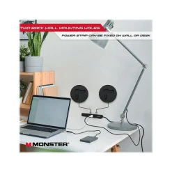 Monster 4-Outlet 2-USB Port Surge Protector, 6', Black/Red (2MNAC0947B0L2)