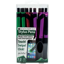 Pens|Monteverde One Touch Ballpoint Pen with Front Stylus, Assorted Colors, 12 pack (MV36170)
