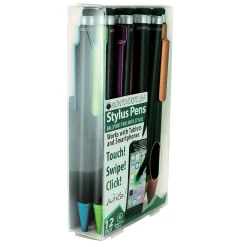 Pens|Monteverde One Touch Ballpoint Pen with Top Stylus, Assorted Colors, 12 pack (MV36150)