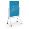 Dry Erase*MooreCo Visionary Curve Glass Mobile Dry-Erase Whiteboard, Metal Frame, 4' x 3' (74957-BLUE)