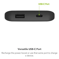 Power Boost 10K mAh Portable battery USB-A and USB-C inputs, Black (401108800)<Mophie Online