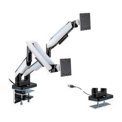 Best Mount-It! Adjustable Dual Monitor Arm, Up to 35" Monitor, Grayish White/Matte Black (MI-4882)