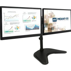 Discount Mount-It! Adjustable Dual Monitor Freestanding Desk Stand, Up to 27", Black (MI-1781)