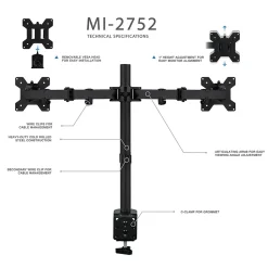 Best Mount-It! Adjustable Dual Monitor Arm Mount, Up To 32