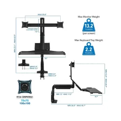 Best Mount-It! Adjustable Dual-Monitor Mount, Up to 27