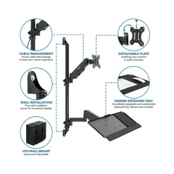 New Mount-It! Adjustable Monitor Wall Mount Workstation, Up to 32", Black (MI-7991)