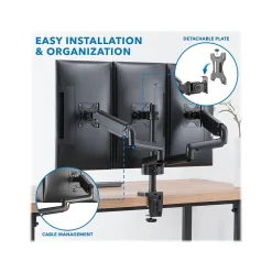 Clearance Mount-It! Adjustable Triple Monitor Mount with Gas Spring Arms, Up to 27