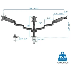 Clearance Mount-It! Adjustable Triple Monitor Mount with Gas Spring Arms, Up to 27