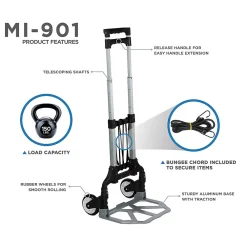 Mount-It! Folding Hand Truck and Dolly, 165 lbs., Silver/Black (MI-901)
