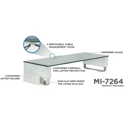 New Mount-It! Glass Computer Monitor Stand with Brushed Aluminum Legs, 66 lbs. Capacity (MI-7264)