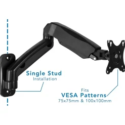 Clearance Mount-It! Height Adjustable Monitor Wall Mount Arm for 13" to 32" Monitors, Black (MI-765)