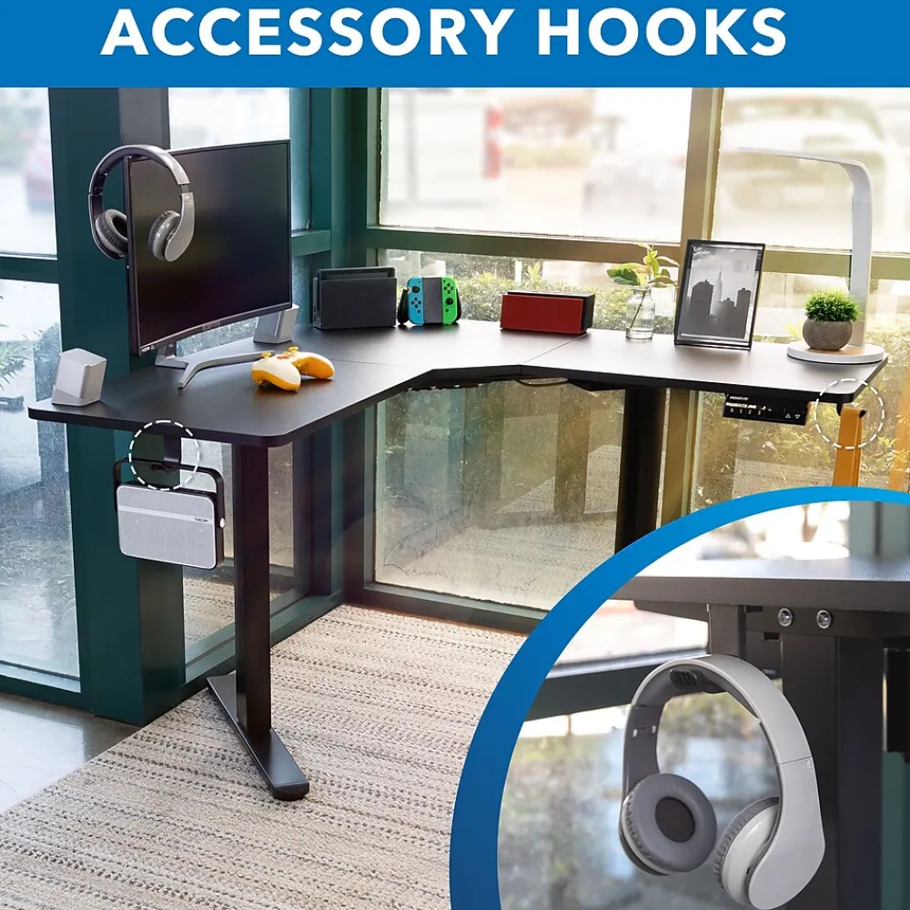 Standing Desks*Mount-It! MI-15003 47"W L-Shaped Adjustable Particle Board Standing Desk, Black (MI-15003)