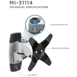 Mount-It! Modular Mount Adjustable Monitor Mount, Up to 30" Monitors, Gray/Silver (MI-31114)