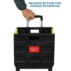 Mount-It! Rolling Utility Cart, Folding and Collapsible, 55 lbs., Black/Yellow (MI-904)