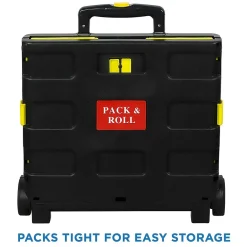 Mount-It! Rolling Utility Cart, Folding and Collapsible, 55 lbs., Black/Yellow (MI-904)