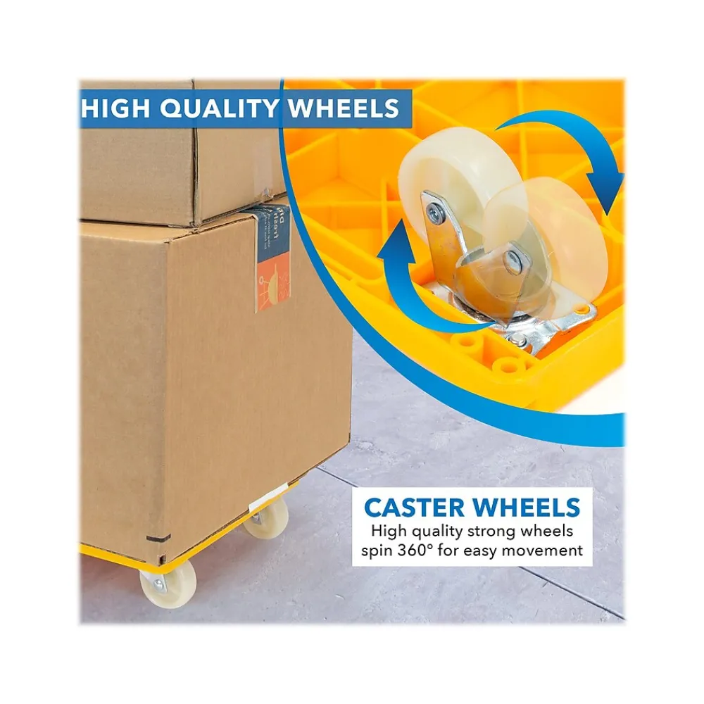 Mount-It! Small Platform Mover Dolly, 220 lb. Capacity, Yellow (MI-926)