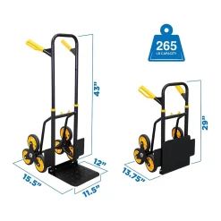 Mount-It! Stair Climber Hand Truck and Dolly, 264 lb. Capacity, Black/Yellow (MI-913)