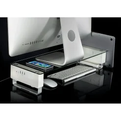 Discount Mount-It! Tempered Glass Height Adjustable Monitor Riser With 3 USB Ports, Up to 32